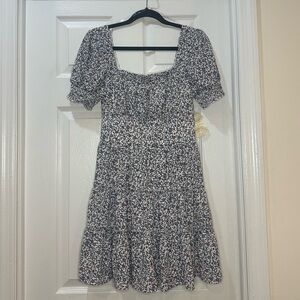 Altar'd State Floral Mini Dress - Black and White